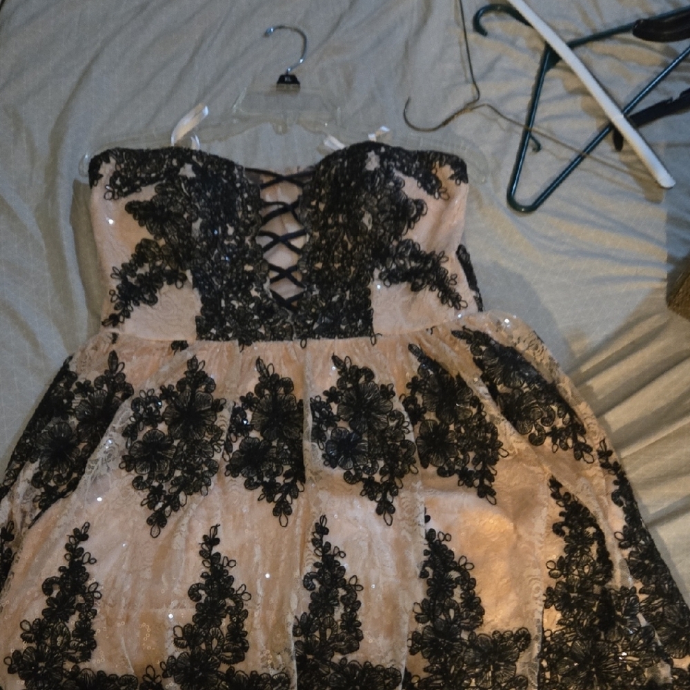 Elegant Black and Cream Lace Kids Dress